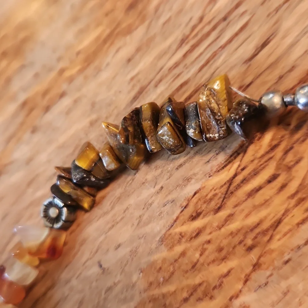 Native American Turquoise Tiger Eye Amber Necklace 17.5" - Picture 7 of 15